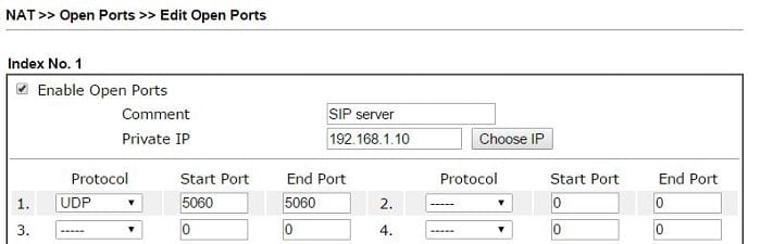 a screenshot of DrayOS Open Ports settings